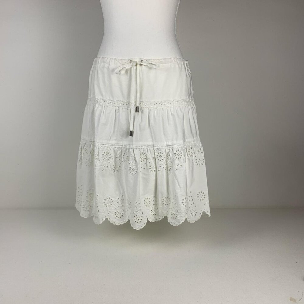 Burberry London Eyelet Scallop Hem Drawstring Skirt - Size 8 / S / SM